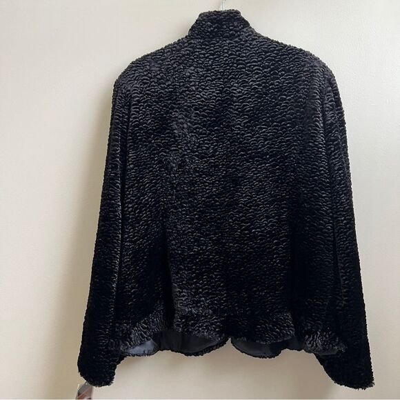 NWT Alpine Studio Faux Fur black Coat jacket ruffled  XL new! - Picture 3 of 5